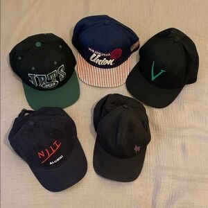 Collection of Black and Blue Baseball Caps. Set of 5. New & used